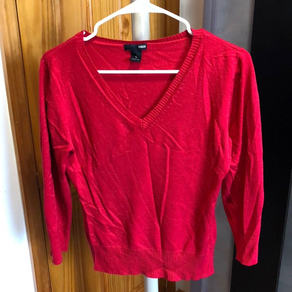 h&m women's v neck soft sweater